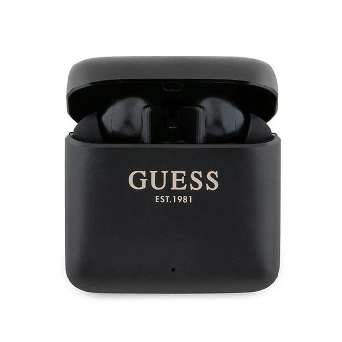 Wireless TWS in-ear headphones Guess GUTWSSU20ALEGK + docking station Printed Logo black