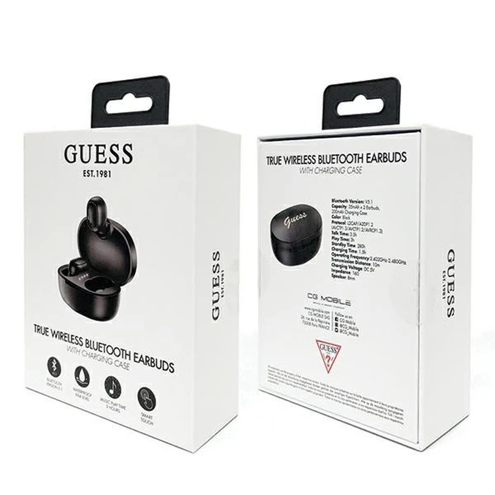 Wireless TWS in-ear headphones Guess GUTWST30BK + docking station black