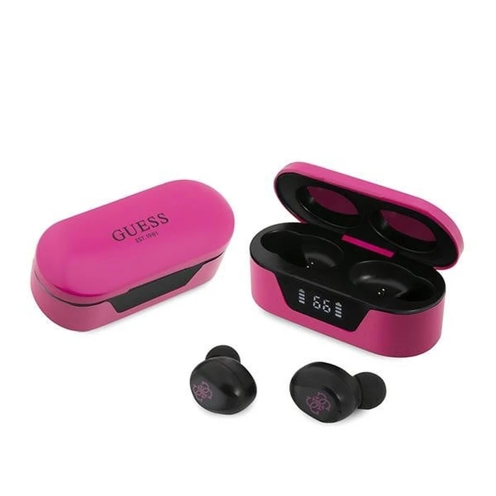 Wireless in-ear headphones Guess GUTWST31EM TWS + docking station magenta