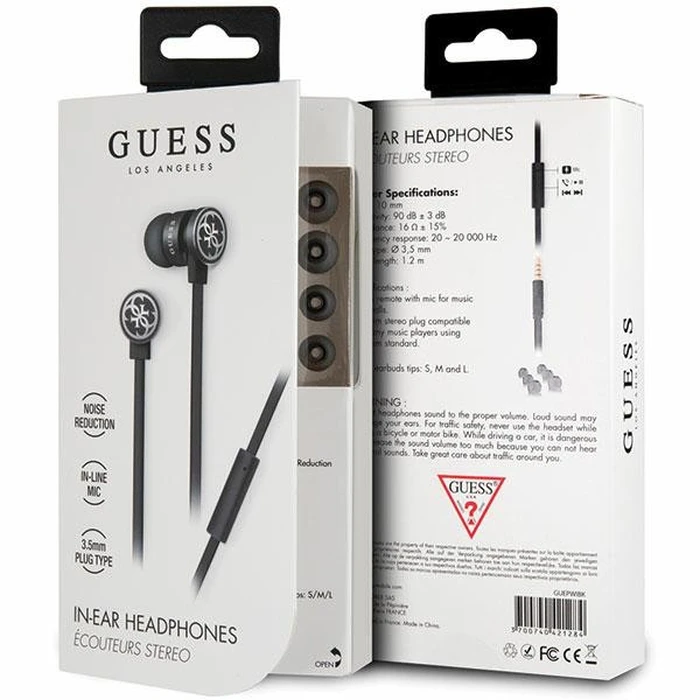 In-ear headphones Guess GUEPWIBK Jack 3.5mm black-silver