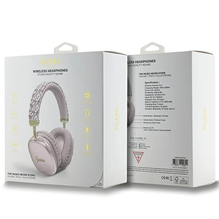 Wireless over-ear headphones Guess GUBHK1GCTCSP Gcube Metallic Script Logo pink