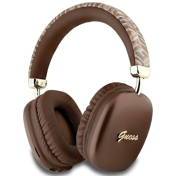 Wireless over-ear headphones Guess GUBHK1GCTCSW Gcube Metallic Script Logo brown