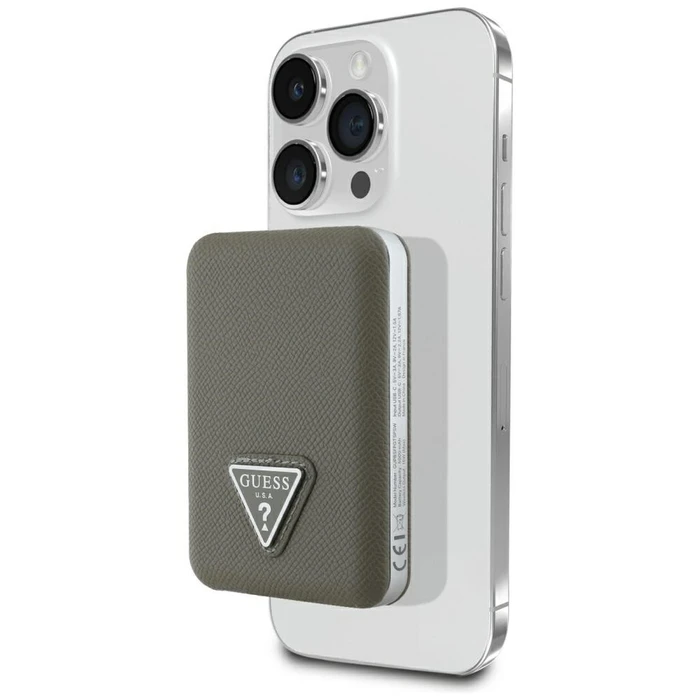 Induction Powerbank Guess Grained Triangle 5000mAh 15W USB-C MagSafe brown