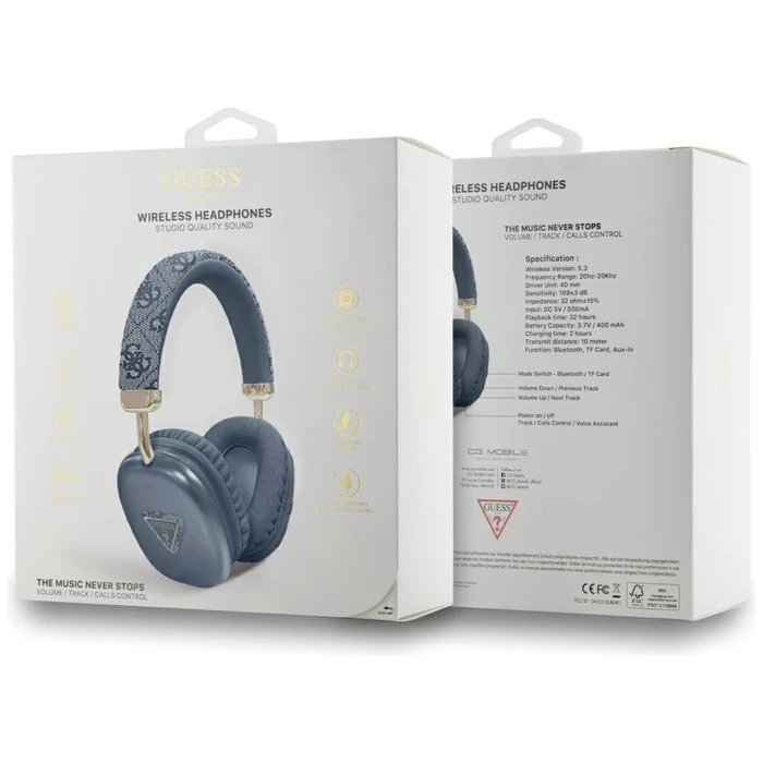 Wireless over-ear headphones Guess 4G Triangle Logo blue