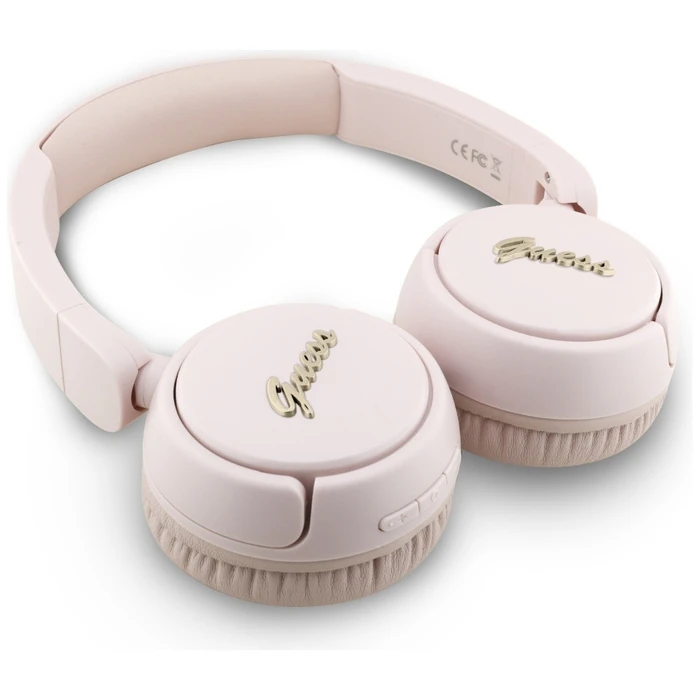 Wireless over-ear headphones Guess Metal Logo Script pink