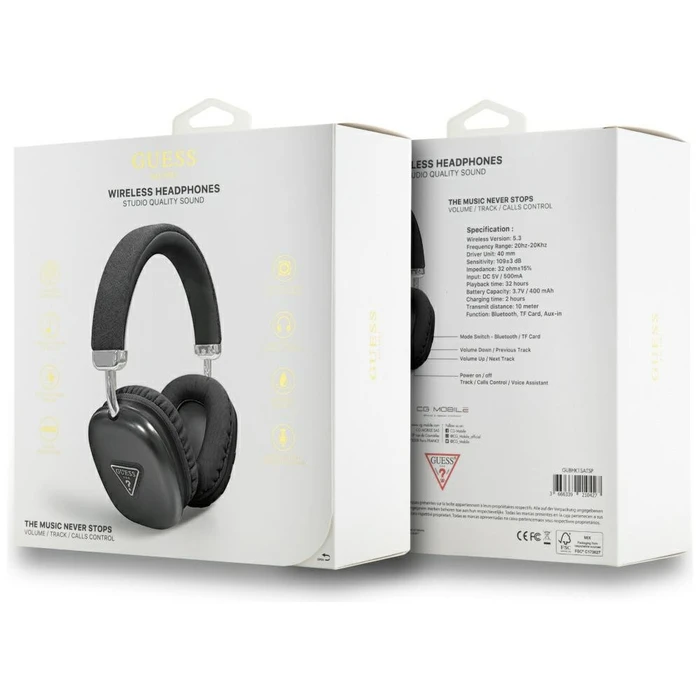 Wireless over-ear headphones Guess Metallic Triangle Logo black