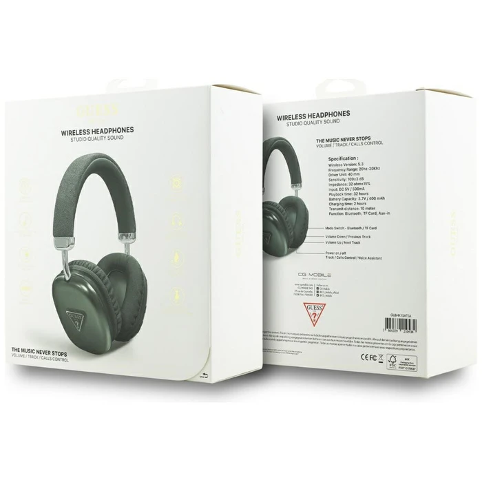 Wireless over-ear headphones Guess 4G Triangle Logo khaki