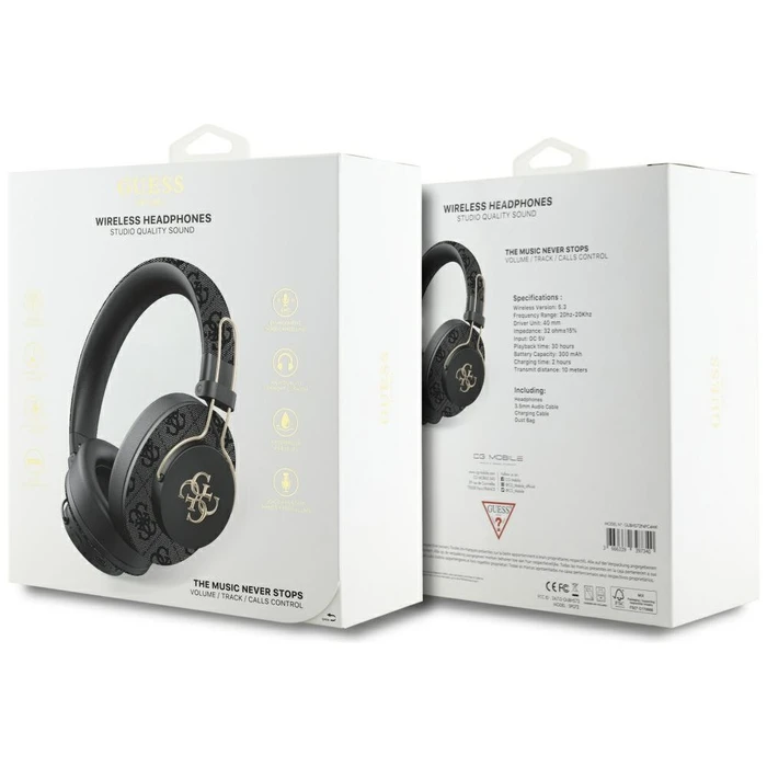 Wireless over-ear headphones Guess ENC Metal 4G Logo black