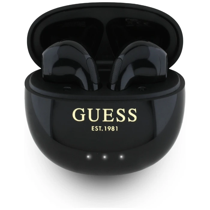Wireless TWS in-ear headphones Guess Glossy Effect EggShape Printed Classic Logo black
