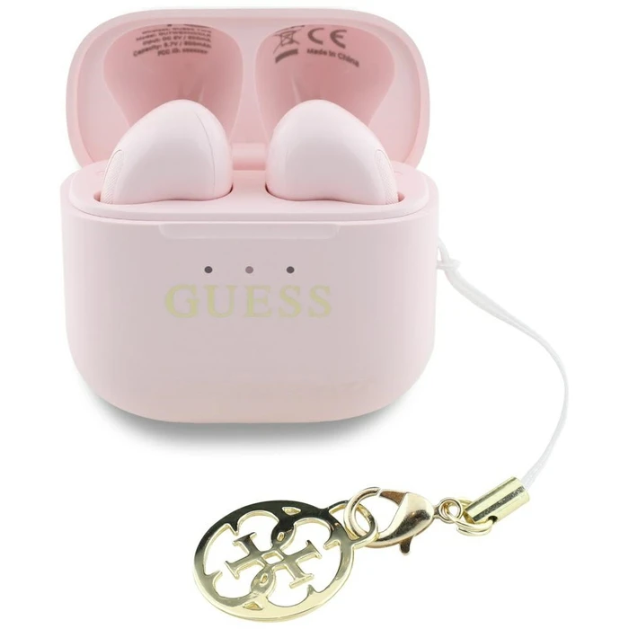 Wireless TWS in-ear headphones Guess Glossy Effect Printed Classic Logo & Charm pink