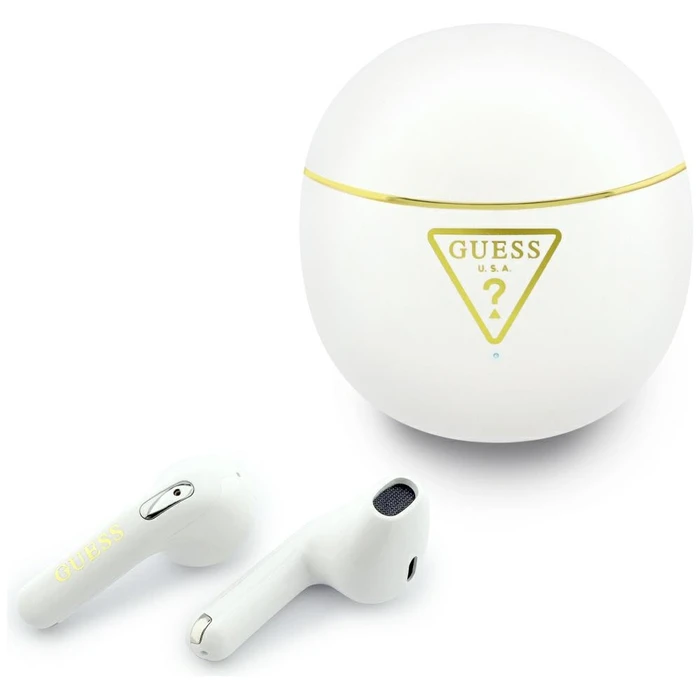 Wireless TWS in-ear headphones Guess Gold Line Triangle white