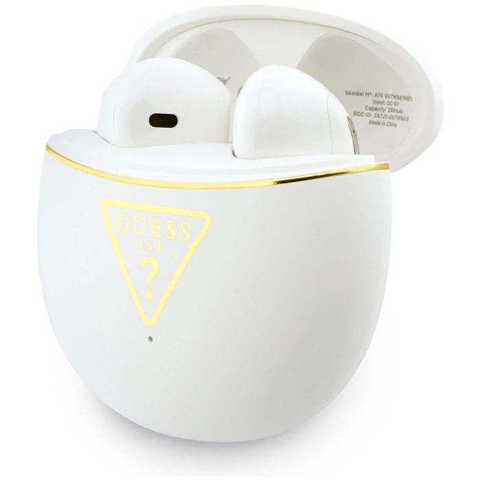 Wireless TWS in-ear headphones Guess Gold Line Triangle white