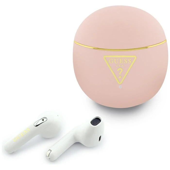 Wireless TWS in-ear headphones Guess Gold Line Triangle pink
