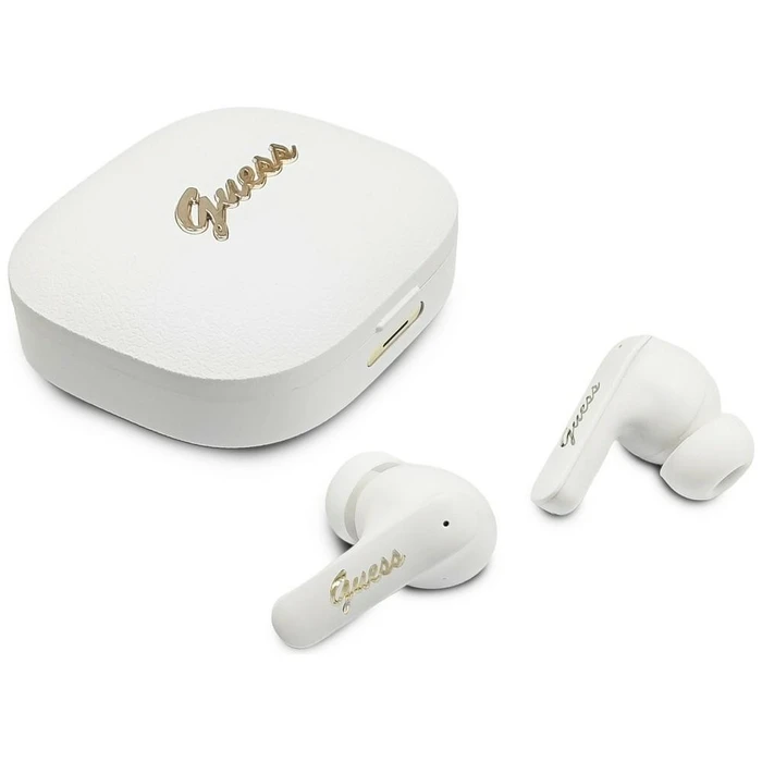 Wireless TWS in-ear headphones Guess Script Metal Logo white