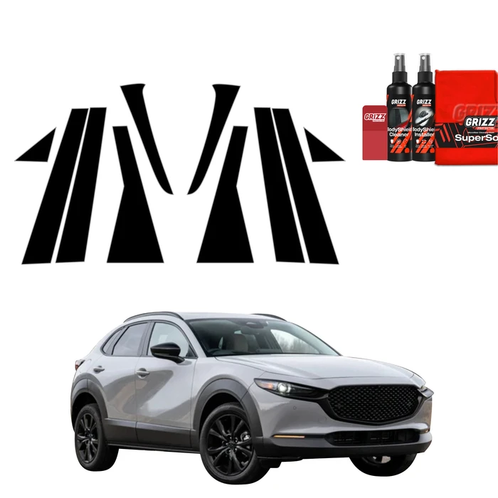 GrizzGlass BodyShield Black Car Pillars Protective Film Mazda CX-30 (2026) [10in1]