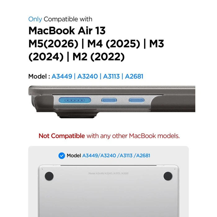 Spigen AirSkin Apple MacBook Air 13 (M2/M3/M4/M5) Frost Black
