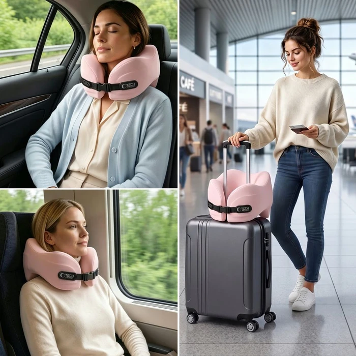 Tech-Protect ComfortRest Travel Neck Pillow Pink