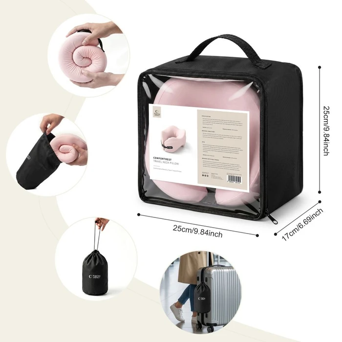 Tech-Protect ComfortRest Travel Neck Pillow Pink