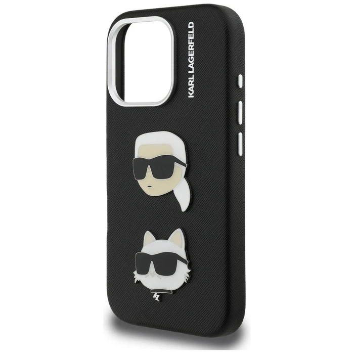 Karl Lagerfeld FW Grained Karl & Choupette Heads Pins Apple iPhone 16 Pro black