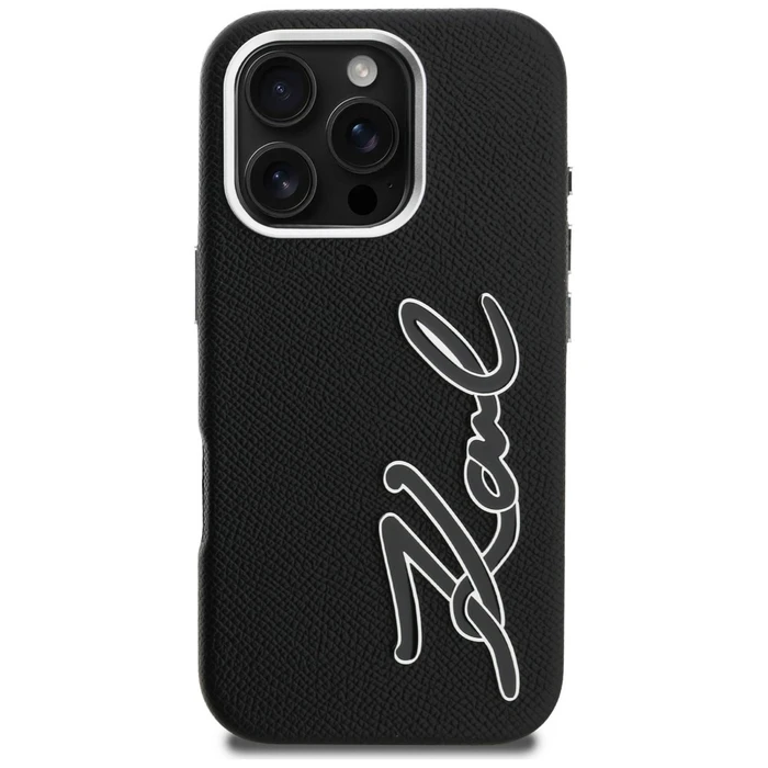 Karl Lagerfeld FW Grained Signature Logo Apple iPhone 16 Pro black