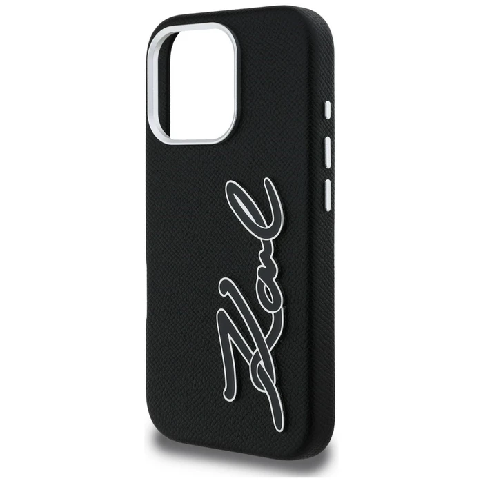 Karl Lagerfeld FW Grained Signature Logo Apple iPhone 16 Pro black