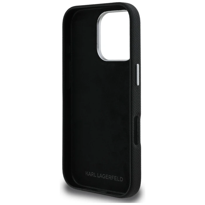 Karl Lagerfeld FW Grained Signature Logo Apple iPhone 16 Pro black