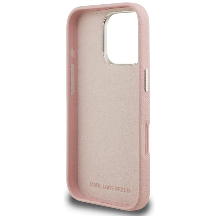 Karl Lagerfeld FW Grained Signature Logo Apple iPhone 16 Pro pink