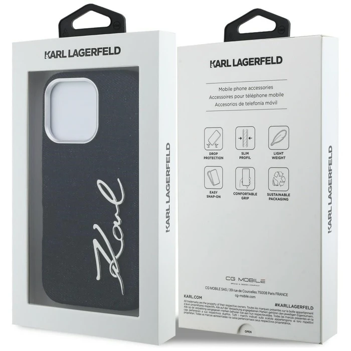 Karl Lagerfeld FW Jeans Signature Logo Apple iPhone 16 Pro black