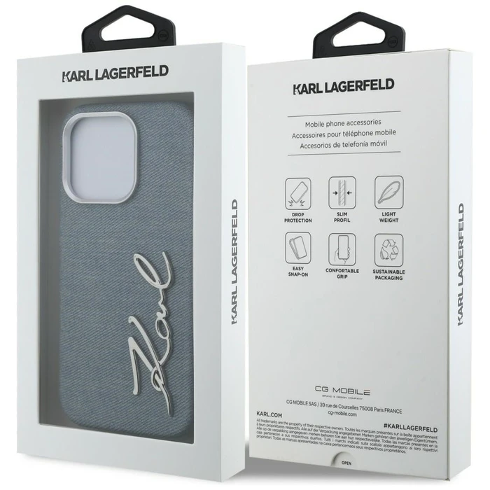 Karl Lagerfeld FW Jeans Signature Logo Apple iPhone 16 Pro Max blue