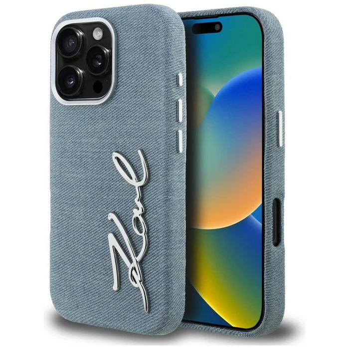 Karl Lagerfeld FW Jeans Signature Logo Apple iPhone 16 Pro blue