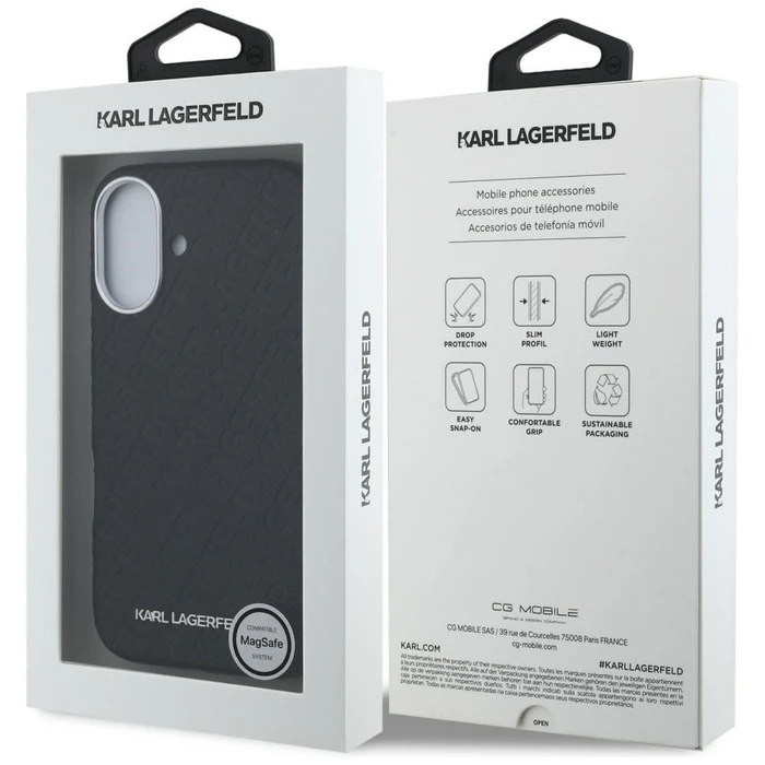 Karl Lagerfeld FW Stamped Karl MagSafe Apple iPhone 16 black