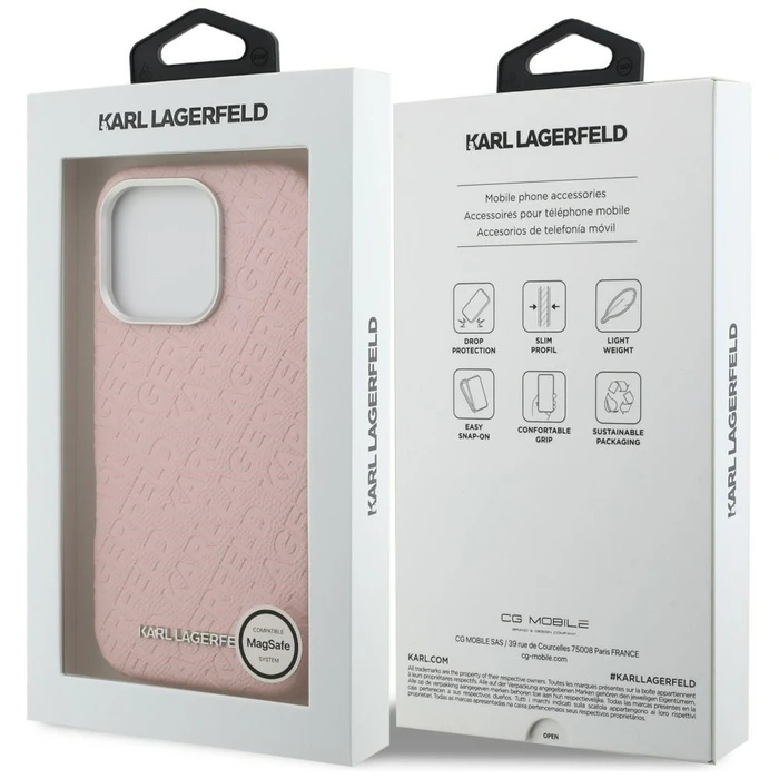 Karl Lagerfeld FW Stamped Karl MagSafe Apple iPhone 16 Pro pink
