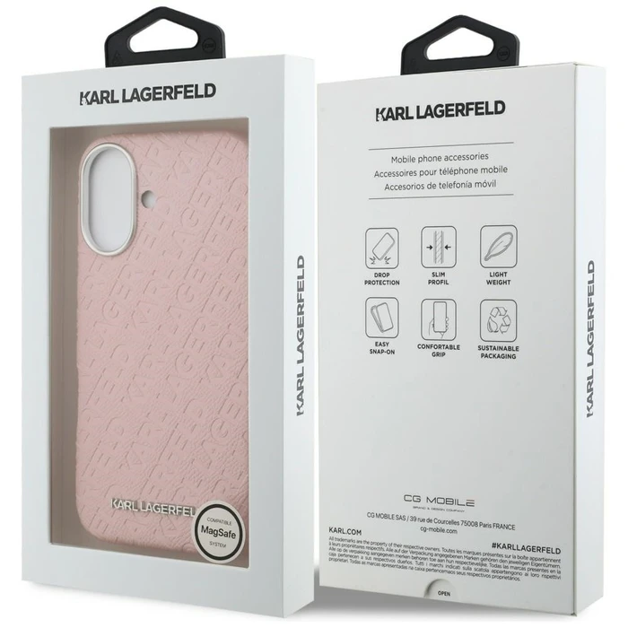 Karl Lagerfeld FW Stamped Karl MagSafe Apple iPhone 16 pink