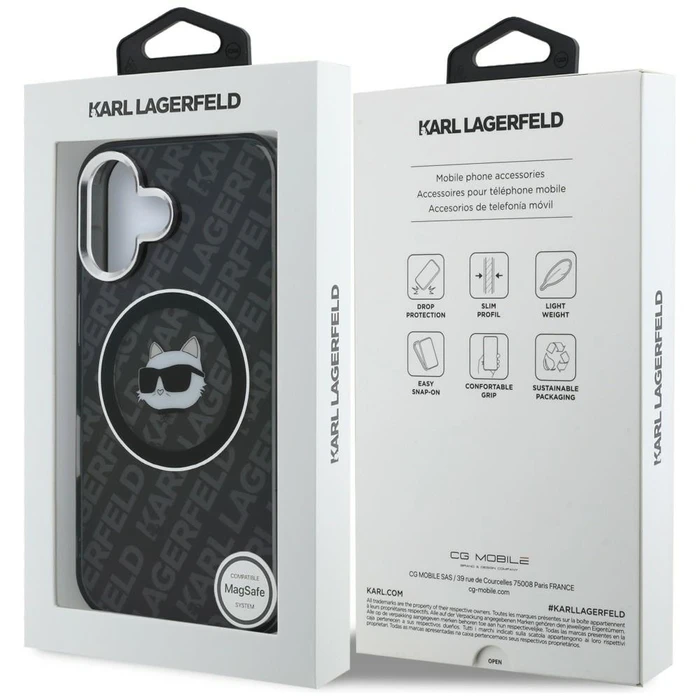 Karl Lagerfeld IML Choupette Head Logo MagSafe Apple iPhone 16 black