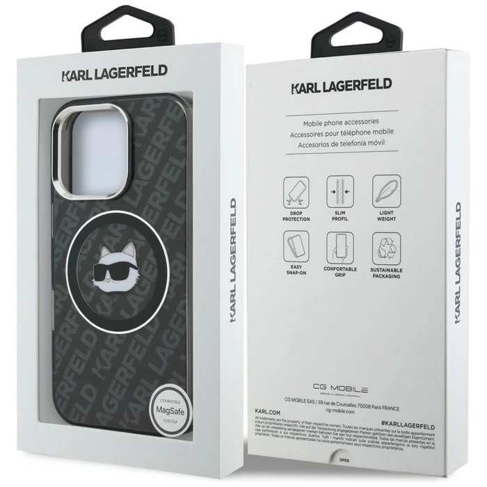 Karl Lagerfeld IML Choupette Head Logo MagSafe Apple iPhone 16 Pro Max black
