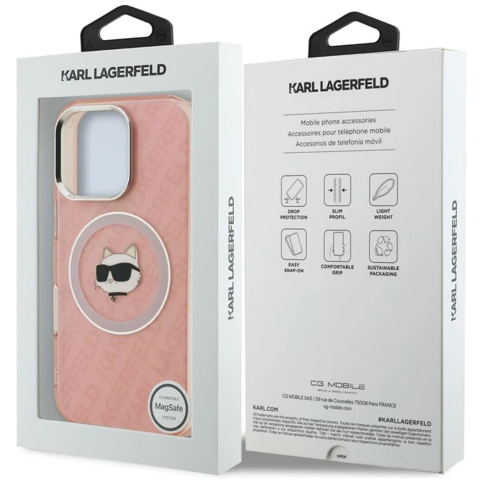 Karl Lagerfeld IML Choupette Head Logo MagSafe Apple iPhone 16 Pro Max pink