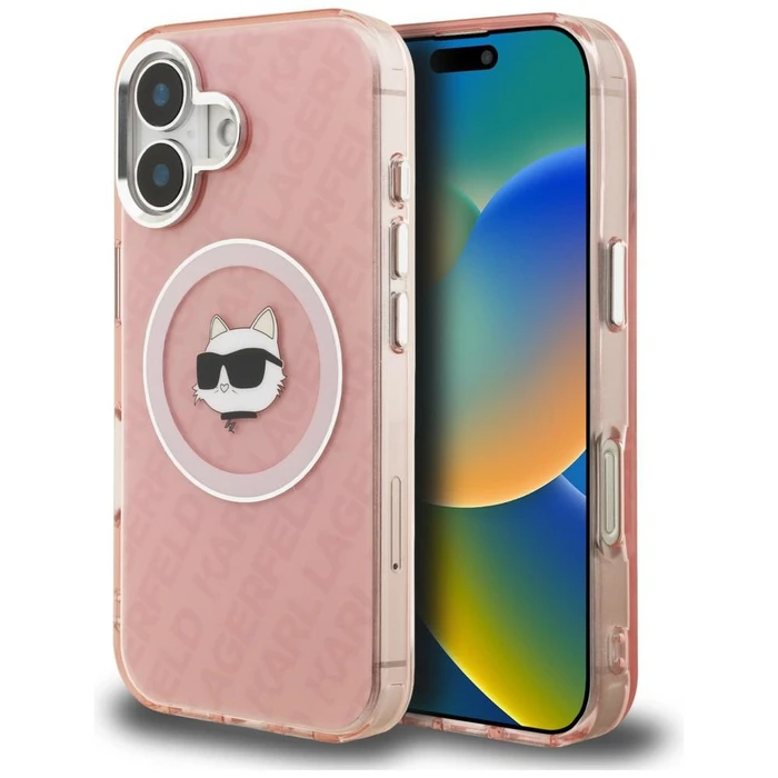Karl Lagerfeld IML Choupette Head Logo MagSafe Apple iPhone 16 pink