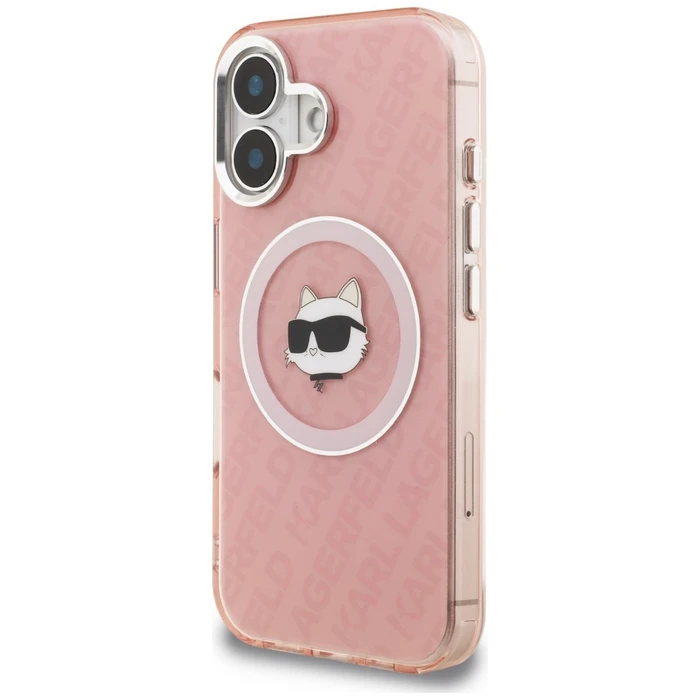 Karl Lagerfeld IML Choupette Head Logo MagSafe Apple iPhone 16 pink