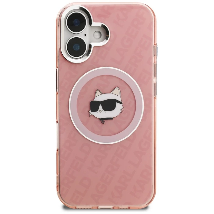 Karl Lagerfeld IML Choupette Head Logo MagSafe Apple iPhone 16 pink