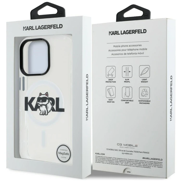 Karl Lagerfeld IML Choupette Sketch Logo MagSafe Apple iPhone 16 Pro Max clear
