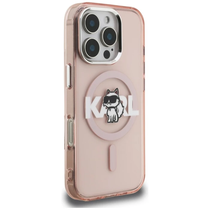 Karl Lagerfeld IML Choupette Sketch Logo MagSafe Apple iPhone 16 Pro Max pink