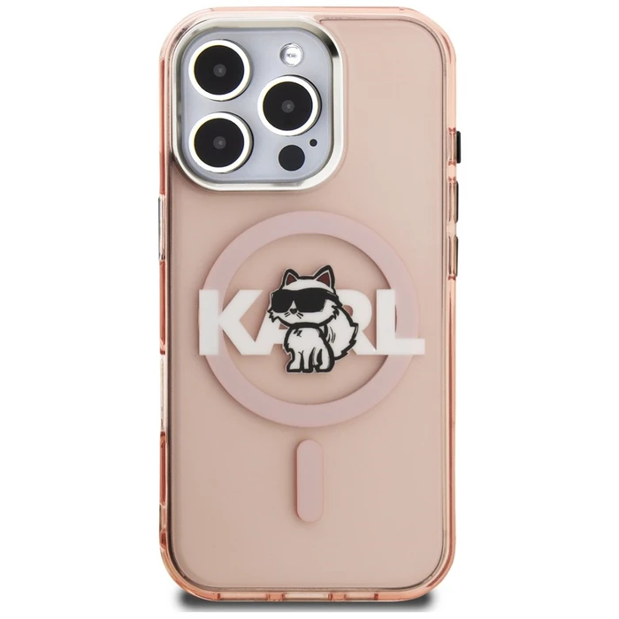 Karl Lagerfeld IML Choupette Sketch Logo MagSafe Apple iPhone 16 Pro pink