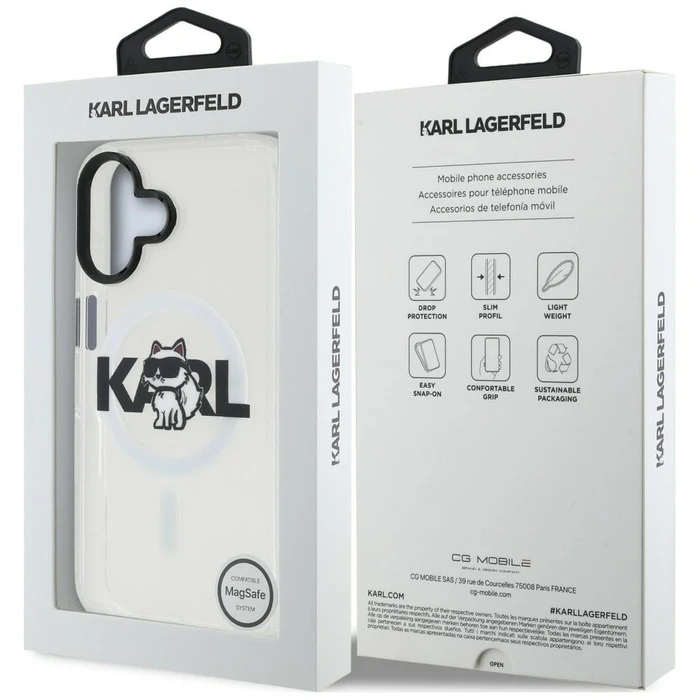 Karl Lagerfeld IML Choupette Sketch Logo MagSafe Apple iPhone 16 clear