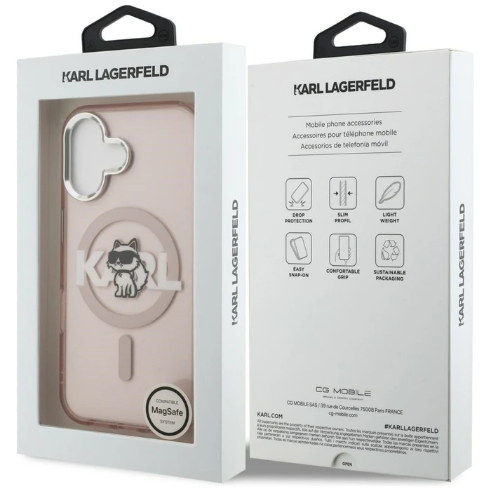Karl Lagerfeld IML Choupette Sketch Logo MagSafe Apple iPhone 16 pink