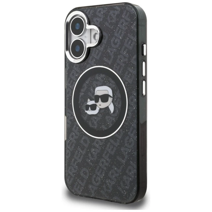 Karl Lagerfeld IML Glitter Karl & Choupette Heads Logo MagSafe Apple iPhone 16 black