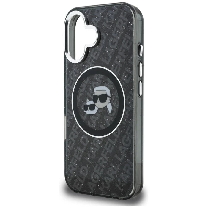 Karl Lagerfeld IML Glitter Karl & Choupette Heads Logo MagSafe Apple iPhone 16 black