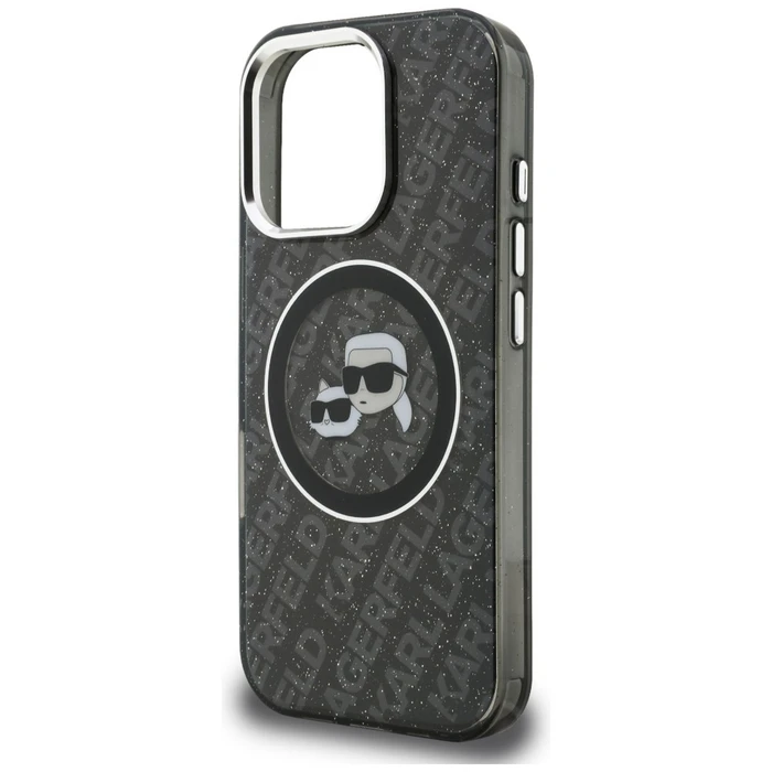 Karl Lagerfeld IML Glitter Karl & Choupette Heads Logo MagSafe Apple iPhone 16 Pro black