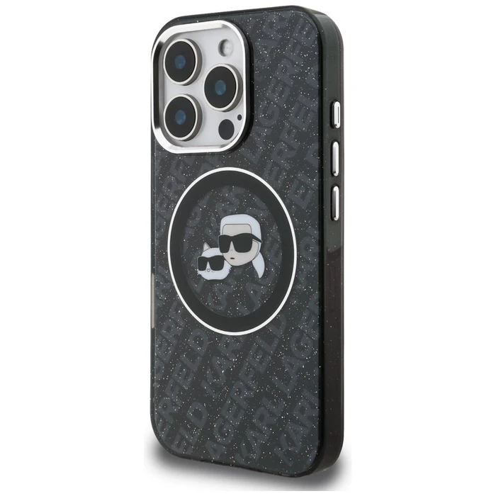 Karl Lagerfeld IML Glitter Karl & Choupette Heads Logo MagSafe Apple iPhone 16 Pro Max black