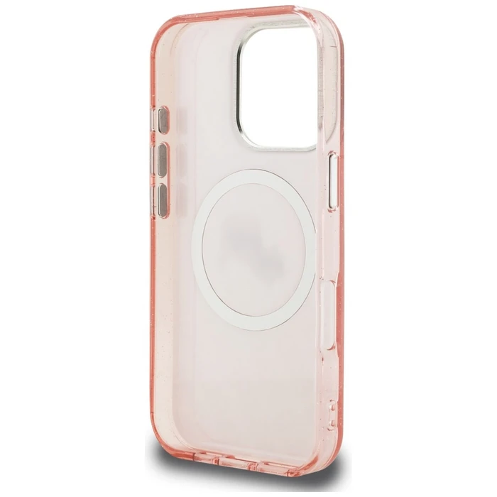 Karl Lagerfeld IML Glitter Karl & Choupette Heads Logo MagSafe Apple iPhone 16 Pro Max pink