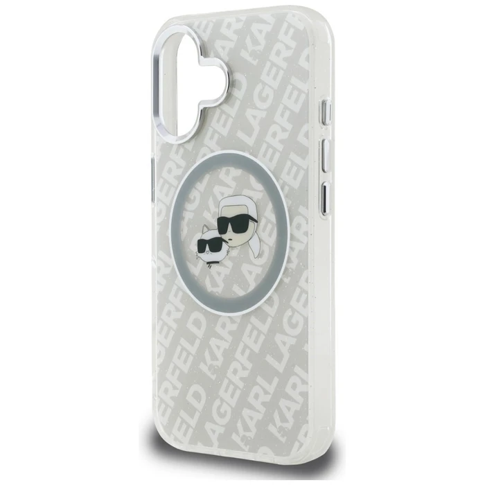Karl Lagerfeld IML Glitter Karl & Choupette Heads Logo MagSafe Apple iPhone 16 grey